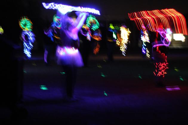 The Tecumseh Savage Pride Band performs their annual light show, this year to Beatles music, during halftime of the Nov. 3 home game. Countywide &amp; Sun/Natasha Dunagan