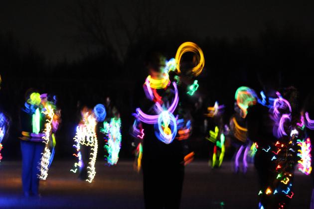 The Tecumseh Savage Pride Band performs their annual light show, this year to Beatles music, during halftime of the Nov. 3 home game. Countywide &amp; Sun/Natasha Dunagan