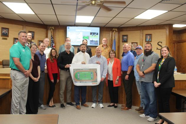 It was announced at the Nov. 6 Shawnee Board of Education meeting that Shawnee Public School has funding from five Shawnee banks, the Avedis Foundation and other supporters to complete the "Turf Project" at Jim Thorpe Stadium.