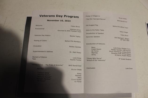 Bethel Veterans Day Program