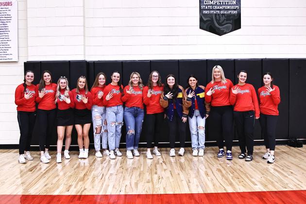 North Rock Creek's back-to-back slow pitch state championship recognized were recognized during the games Tuesday, Dec. 12 against Tecumseh. Photo courtesy of Gowin Photography