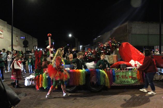 A float from the "T-Ville Who's" participates in the Shawnee Christmas Parade on Dec. 8. A couple of entries from Tecumseh participated after Tecumseh's Grinchmas parade was canceled on Nov. 30.