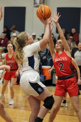 Asher's Josey Milburn aims for the bucket in the fourth quarter of the Jan. 12 home game with Vanoss. The Lady Indians lost, 17-46. Countywide &amp; Sun/Natasha Dunagan