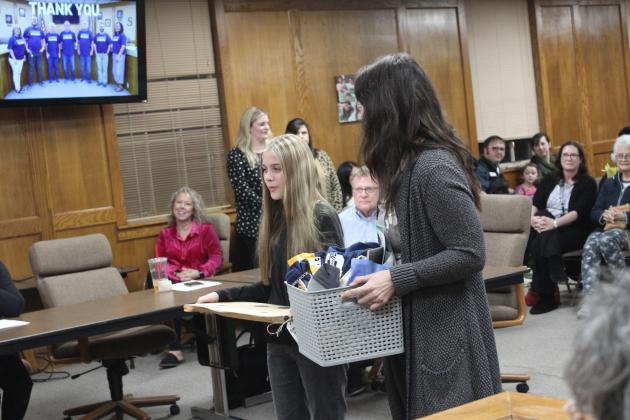 Sequoyah Principal Kim Paxton and fifth-grader Emma Everest introduce themselves.