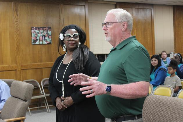 Shawnee Transportation Director John Wiles speaks about Bus Monitor Blanch McVey.