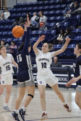 Shawnee sophomore Aniyah Cuellar is fouled during the Senior Night home game against Altus on Feb. 9. The Lady Wolves won, 59-35, and have a record of 15-7. Countywide &amp; Sun/Natasha Dunagan