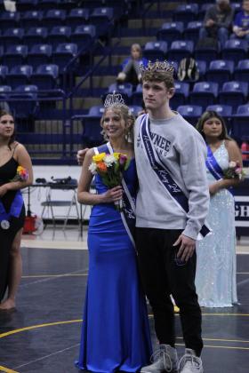 Shawnee's Bella Koepke and Jayson Hair were crowned Spring Homecoming Queen and King, respectively, during the wrestling dual with Noble on Jan. 25. Koepke represented girls tennis, and Hair represented wrestling. Countywide &amp; Sun/Natasha Dunagan
