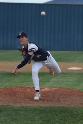 Asher freshman Hudson Skender sails one over home plate during the Bethel Festival in the Bethel game, March 29. The Indians lost to the Wildcats, 5-14, but they won against the OKC Mets, 4-2. Countywide &amp; Sun/Natasha Dunagan