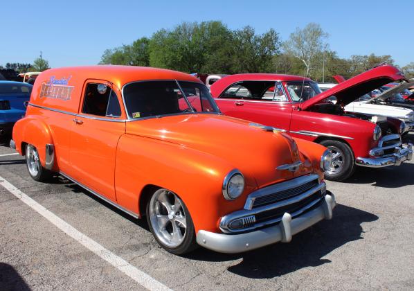 A 1951 Chevrolet Sedan Delivery, belonging to Steve Allen of McLoud, was one of 136 vehicles in the Eighth Annual Bethel Band Boosters Car Show Fundraiser on April 13. Allen said he has owned the car for 14 years, all told, since he sold it and bought it back. Countywide &amp; Sun/Natasha Dunagan