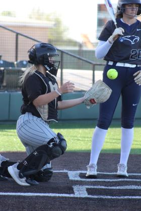 Tecumseh junior Alyssa Norton recatches the ball after in bounced out in the Dale Slowpitch Festival game with Southmoore on April 11 at the FireLake Ball Fields. The Lady Savages won that game, 10-9, and earlier with Hinton, 10-2. Countywide &amp; Sun/Natasha Dunagan