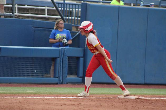 Dale's Daley Lang roars with excitement after hitting a triple in the fourth inning of the Class 4A Slow Pitch State Championship against Silo on April 30. That day, they beat Stroud, 15-1, and Latta, 14-5, but fell to the #4-ranked Silo, 4-14. The Lady Pirates end their season as the Class 4A State Runners-Up, with a record of 33-9.  Countywide &amp; Sun/Natasha Dunagan