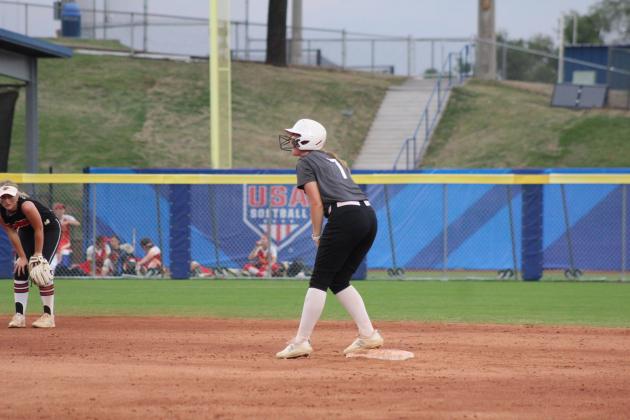 Senior Sami Schweighardt roars after hitting a double.