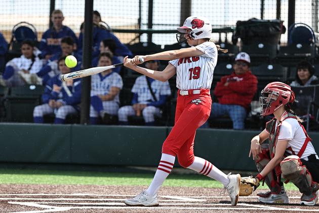 North Rock Creek's Sophie Morris swings for the fences, getting a home run in the first game of Regionals against Idabel.