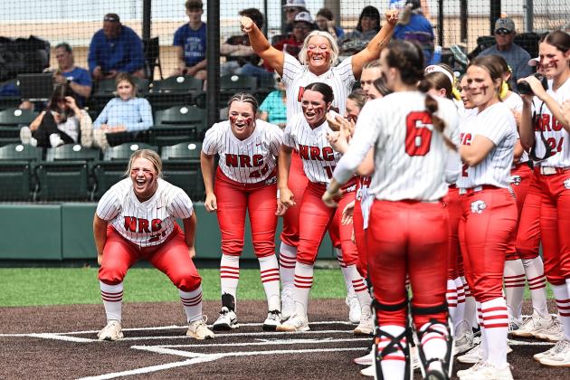 The North Rock Creek Lady Cougars celebrate a Haley Hacker's grand slam. In last week's Regional tournament, held at FireLake, the Lady Cougars outscored their opponents 32-7, beating Idabell 18-4 and Plainview 14-3. The team had five homeruns in the fist game against Idabell (2 Earlywine, 2 Hacker &amp; 1 Morris).  In the 2nd game, Plainview walked Earlywine all 4 at batsbut Molly Campbell knocked a HR.  An the Hacker connected with the game winning grand slam HR. NRC played in State Wednesday.
