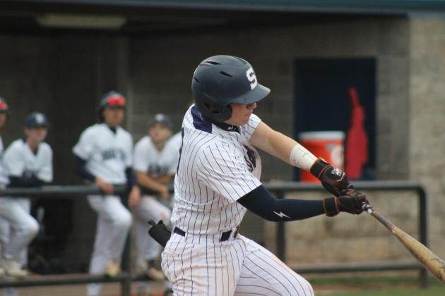 Shawnee sophomore Emerson Byers gets a hit during the home game with Midwest City on April 25. The Wolves lost, 1-8. Countywide &amp; Sun/Natasha Dunagan