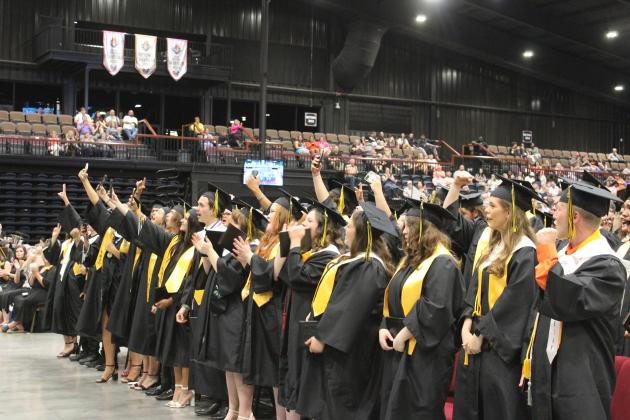 The Tecumseh High School Class of 2024, with 135 graduates, shout the T-Town Chant following commencement on May 21 at FireLake Arena. The co-valectorians were Sarah Miller and Conner Murray, and Jessy Thoma was the salutatorian. Countywide &amp; Sun/Natasha Dunagan