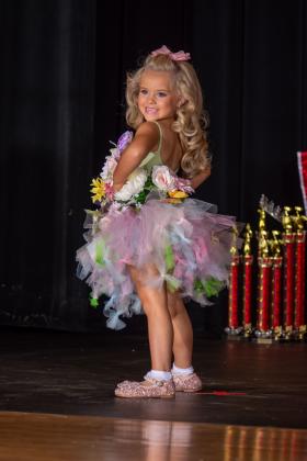Autumn Hughes models her "Butterfly Garden" dress for the Four Seasons category at Oklahoma Our Diamond Miss in June. Photo courtesy of Jerry Watson Photography.