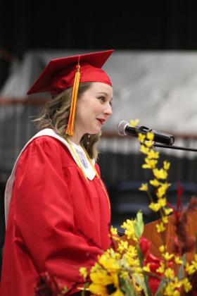 Dale Co-Valedictorian Emma Collins thanks her friends and teachers and speaks about Dale's accomplishments. Her fellow Valedictorian was Ethan Lindenbaum who shared some "good words" and appreciation. Countywide &amp; Sun/Natasha Dunagan
