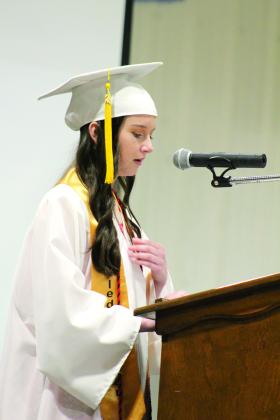 Maud Valedictorian Micah House thanked her parents, three siblings and best friends during graduation on May 17. Countywide &amp; Sun/Natasha Dunagan