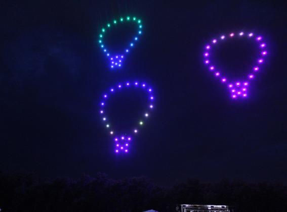 A drone show was new to the FireLake Fireflight Balloon Festival this year on Aug. 9. Drones created shapes, such as the balloons shown, and were programmed to music - custom-made for the event. They replaced the annual Friday fireworks show.