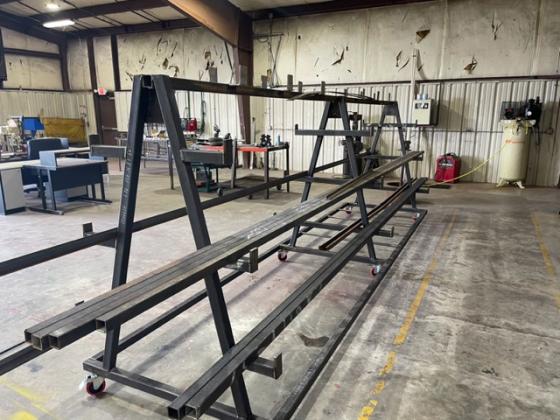 With the supervision of new McLoud High School Agriculture Teacher Steve Flowers, his students created a metal storage rack to help organize the shop. Photo provided.