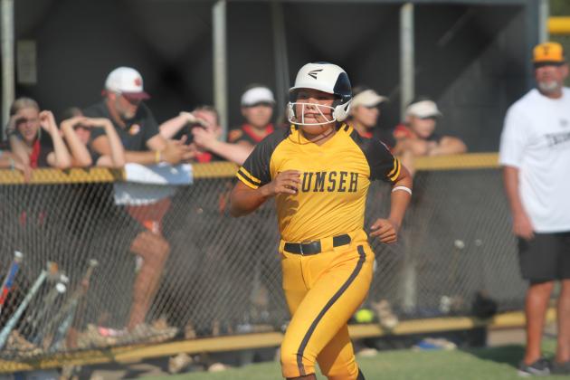 Tecumseh senior Zaryah Masquas runs from third to home in the fourth inning of the Aug. 13 game with Cleveland. The Lady Savages won, 10-0. Countywide &amp; Sun/Natasha Dunagan