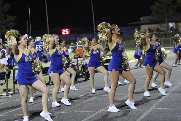 The Bethel High School Pom Squad performs at the Sept. 6 home football game. The squad has grown from four members when it began to nine members now. Countywide &amp; Sun/Natasha Dunagan