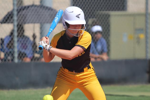 Tecumseh senior Katie Overstreet prepares to hit a single during the Dale-Tecumseh Tournament game against Shawnee on Sept. 5. The Lady Wolves lost to the Lady Savages, 10-0. Tecumseh won four out of their five games, and Shawnee won two. Dale won the tourney with no losses. Countywide &amp; Sun/Natasha Dunagan