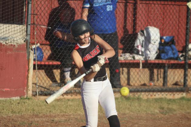 Earlsboro senior Natalie Peters hits a single during the second inning of the home game against Depew on Sept. 17. The Lady Wildcats lost, 3-9. Countywide &amp; Sun/Natasha Dunagan