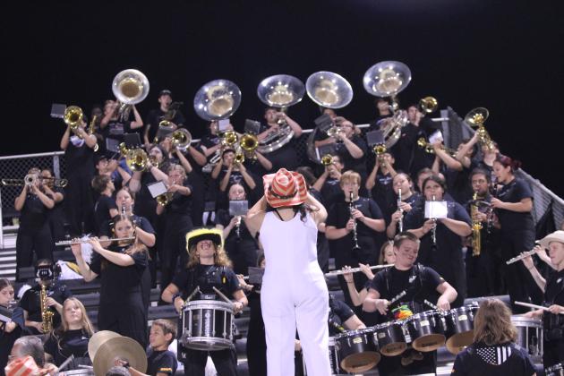 The Savage Pride Marching Band performs from the stands during the Sept. 13 Tecumseh home game against Seminole. Countywide &amp; Sun/Natasha Dunagan