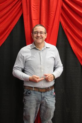 Josh Grundmann, of the Pottawatomie County Farm Bureau, received the Lifetime Volunteer of the Year for Pottawatomie County Award during the 4H Awards Banquet, held at North Rock Creek High School on Oct. 21. Countywide &amp; Sun/Natasha Dunagan