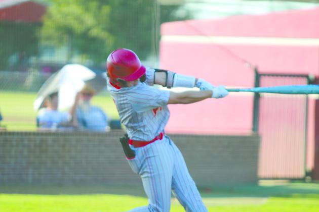 Dale junior Jackson Harris smacks a home run in one of two games with Clayton/Buffalo Valley during the Class 2A OSSAA Regional Tournament on Oct. 3. The Pirates won both games, 16-0 and 13-1. They will begin state tournament competition today (Oct. 10), 6:30 pm, at Yukon High School. Should they win that game and the 1:30 pm game on Friday, the State Championship game will be played, 11 am, at Chickasaw Bricktown Ballpark in OKC on Oct. 12. Countywide &amp; Sun/Natasha Dunagan