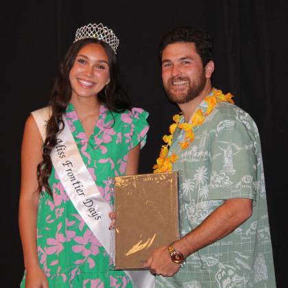 Justin Wood will serve the remaining two years on the Board of Directors for Luke Fugate, with Rustic Rose, since Fugate resigned and moved out of state. Also shown is Miss Frontier Days Jalee Meyers. Countywide &amp; Sun/Natasha Dunagan