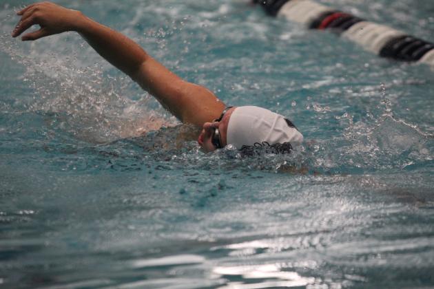 Shawnee's Harlee Bullard competes in the Girls 100 Yard Freestyle on Nov. 12. Shawnee High School's boys and girls swim teams are once again able to practice and host competitions at the Shawnee YMCA pool, since it reopened over the summer, having rebuilt from the April 2023 tornado. They hosted Moore, Southmoore, Westmoore and Plainview at this meet, and the SHS girls team placed first. Countywide &amp; Sun/Natasha Dunagan