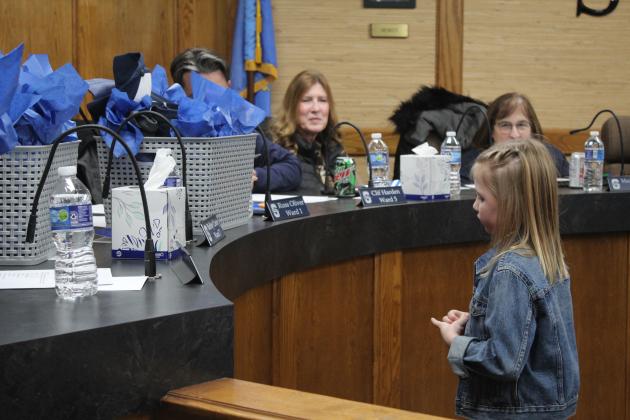 Shawnee students presented the Shawnee Board of Education with gift baskets during the regular Jan. 6 meeting. Countywide &amp; Sun/Natasha Dunagan