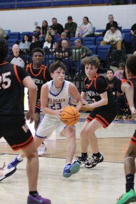 Bethel junior Darius Cheatham runs through the defense to make his shot during the Jan. 30 home game with Wewoka. The Wildcats lost a hard-fought game, ending at 53-56 in overtime. Countywide &amp; Sun/Natasha Dunagan
