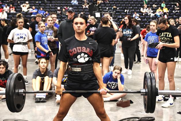 North Rock Creek's Elektra Coughran finished 2nd in her weight class. She deadlifts 240 lbs. Photo courtesy of Gowin Photography