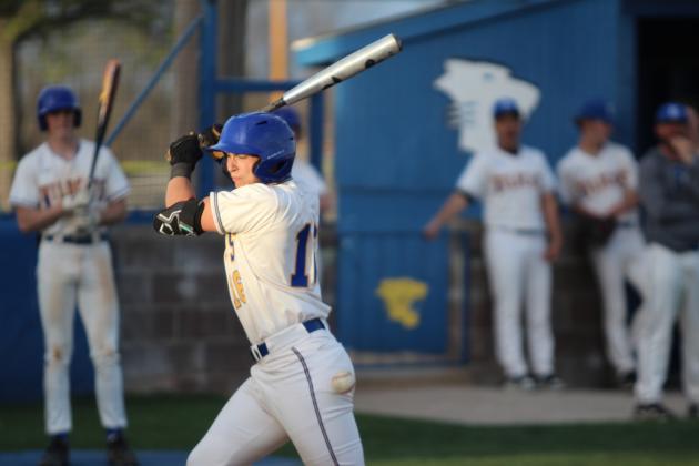 Bethel junior Weston Henry takes a hit from the ball before walking during the second game with Okmulgee on March 24. The Wildcats won both games in the double header, 16-2 and 16-5. Natasha Dunagan, Countywide &amp; Sun