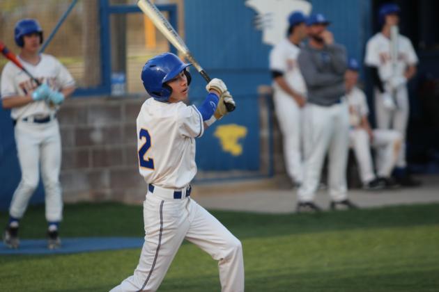 During the second game with Okmulgee on March 24, Bethel sophomore Carson Kuykendall hits a triple. The Wildcats won both games in the double header, 16-2 and 16-5. Natasha Dunagan, Countywide &amp; Sun