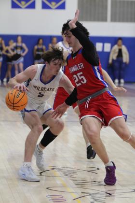 Bethel junior Zack Jennings takes the ball to the hoop in the Class 3A Regional Tournament against Chandler on Feb. 27. The Wildcats lost this game, 50-65, but they won with Silo, 55-49, on Feb. 28, and with Dickson, 65-61, on March 1. They will begin area play today (March 6) against Marlow in Ada at 2:30 pm. Countywide &amp; Sun/Natasha Dunagan