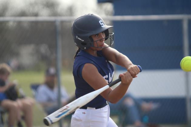 Shawnee's Amiyah Briones takes her turn at bat during the slow pitch game at Bethel on March 27. Natasha Dunagan, Countywide &amp; Sun