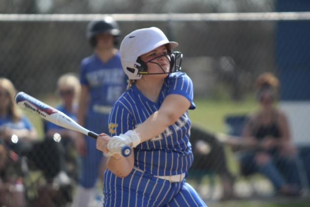 Bethel sophomore Paisley Echelle concentrates on a hit in the second inning of the March 27 home game against Shawnee. The Wildcats won, 11-0. Natasha Dunagan, Countywide &amp; Sun