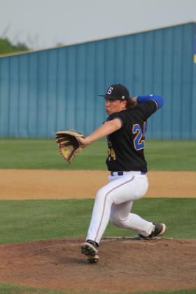 Bethel senior Dally Trussell launches the ball in the fourth inning of a double header home game with Tecumseh on April 17. The Savages won both games, 3-12 and 1-12. Natasha Dunagan, Countywide &amp; Sun