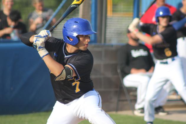 Bethel senior Paul Villegas prepares to hit a single during a double header home game with Tecumseh on April 17. The Savages won both games, 3-12 and 1-12. Natasha Dunagan, Countywide &amp; Sun