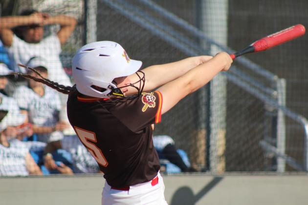 Dale senior Teague Muncy hits a home run during the game against Bethel at Shawnee on April 15. During the triple header, the Lady Pirates beat the Lady Wildcats, 9-7, and won against the Lady Wolves, 12-0.  Natasha Dunagan, Countywide &amp; Sun