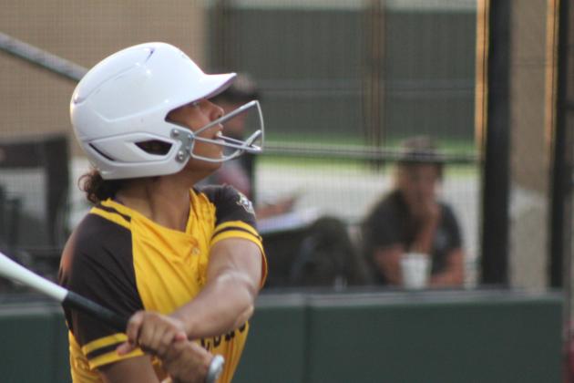 Tecumseh sophomore Khabrei Simpson smacks her second home run of the evening during the game against Shattuck in the Dale Slow Pitch Festival at FireLake Ball Fields on April 17. Over the two-day tournament, the Lady Savages sank Shattuck, 20-9; pushed past Pryor, 6-4; canceled Cache, 8-3; and, fell to Silo, 8-13. Natasha Dunagan, Countywide &amp; Sun