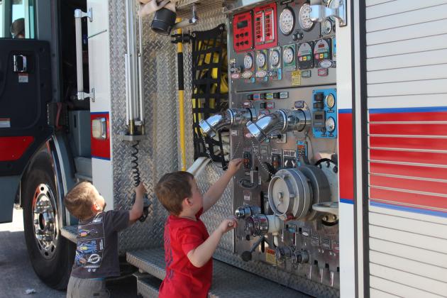 Two boys &amp; a Bethel Acres Fire Engine