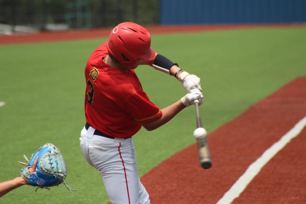 Dale senior Jett Higdon takes his turn at bat in the seventh inning of the May 15 Class 2A State Quarterfinal game with Oktaha, held at Seminole State College's Lloyd Simmons Field. The Pirates lost, 6-10, ending their season with a record of 28-5.
