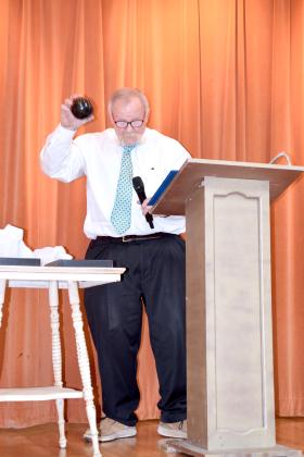 Tecumseh High School Principal Randy Dilbeck asked his Magic 8 Ball, "Is the State of Oklahoma going to give teachers a raise this year?" To which it (he) replied, "Don't count on it."  On a happier note, he was there to honor two award recipients. Julie Talton, Countywide &amp; Sun