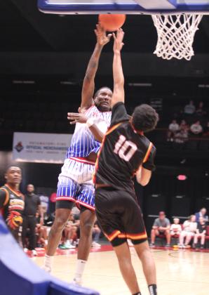 Potawatomi Fire Forward Jay Hedgeman launches the ball for two points in the third quarter of The Basketball League Finals Championship game against the Capital Seahawks at FireLake Arena on June 23. Hedgeman added 13 points, eight boards, three assists and four steals, according to potawatomifire.com.